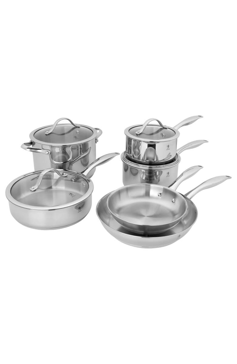 HENCKELS CUTLERY Aragon 10-Piece Stainless Steel Cookware Set, Main, color, Silver