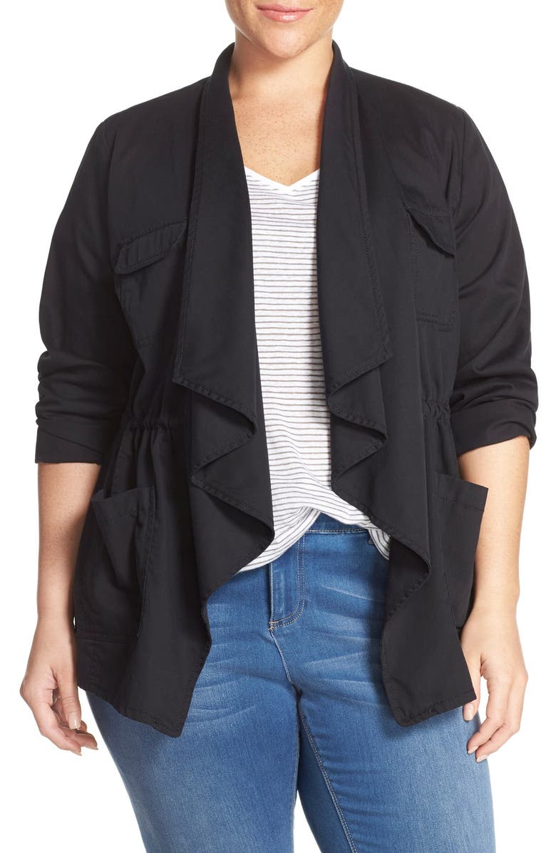 Caslon<sup>®</sup> Drape Front Utility Jacket, Main, color, 