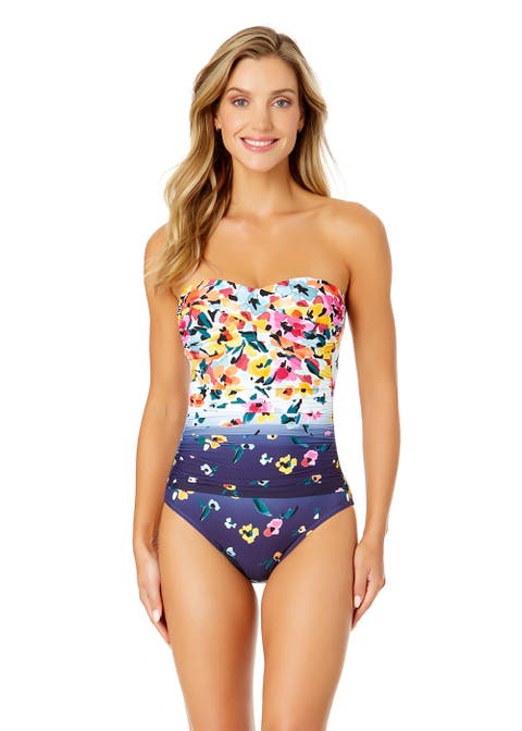 Women's Twist Front Shirred One Piece Swimsuit