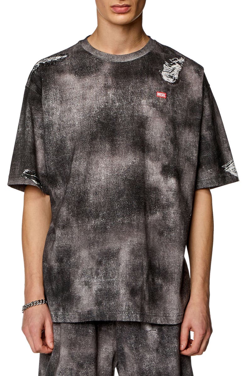 DIESEL<sup>®</sup> T-Wash-N2 Loose Fit Trompe L'Oeil Denim Print T-Shirt, Main, color,