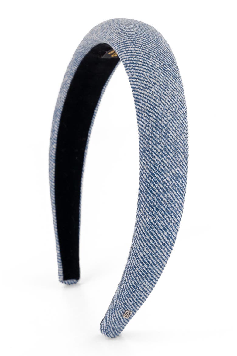 Aurore Boreales Washed Denim Leather headband, Main, color, Light blue