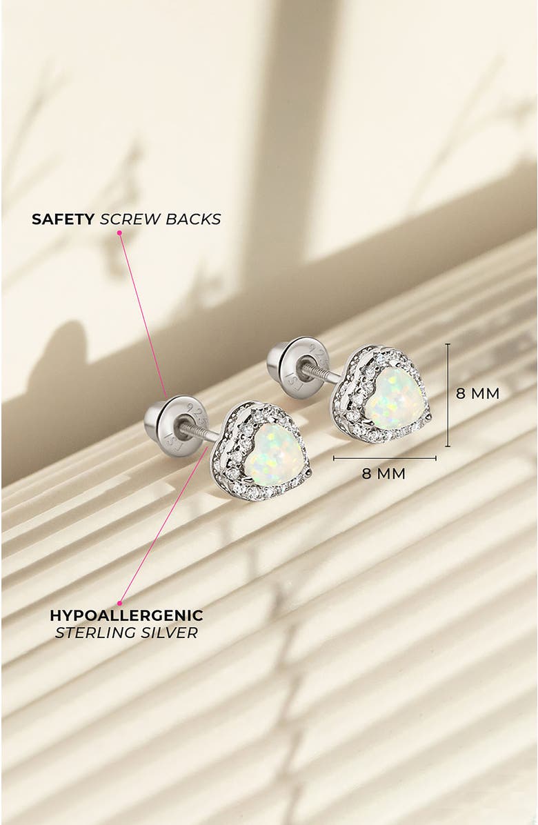 In Season Jewelry Opal Cubic Zirconia Heart Earrings, Alternate, color, Opal