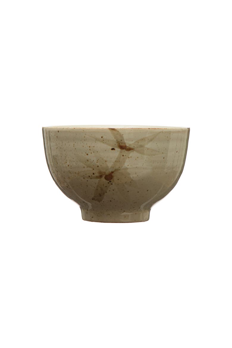 Stoneware Bowl with Hand-Painted Material, Main, color, Cream