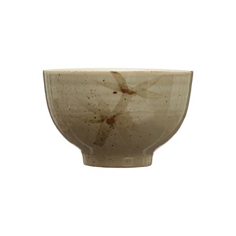 Stoneware Bowl with Hand-Painted Material