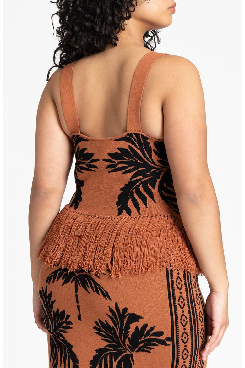Fringe Crop Sleeveless Sweater, Alternate, color, PALM PRINT