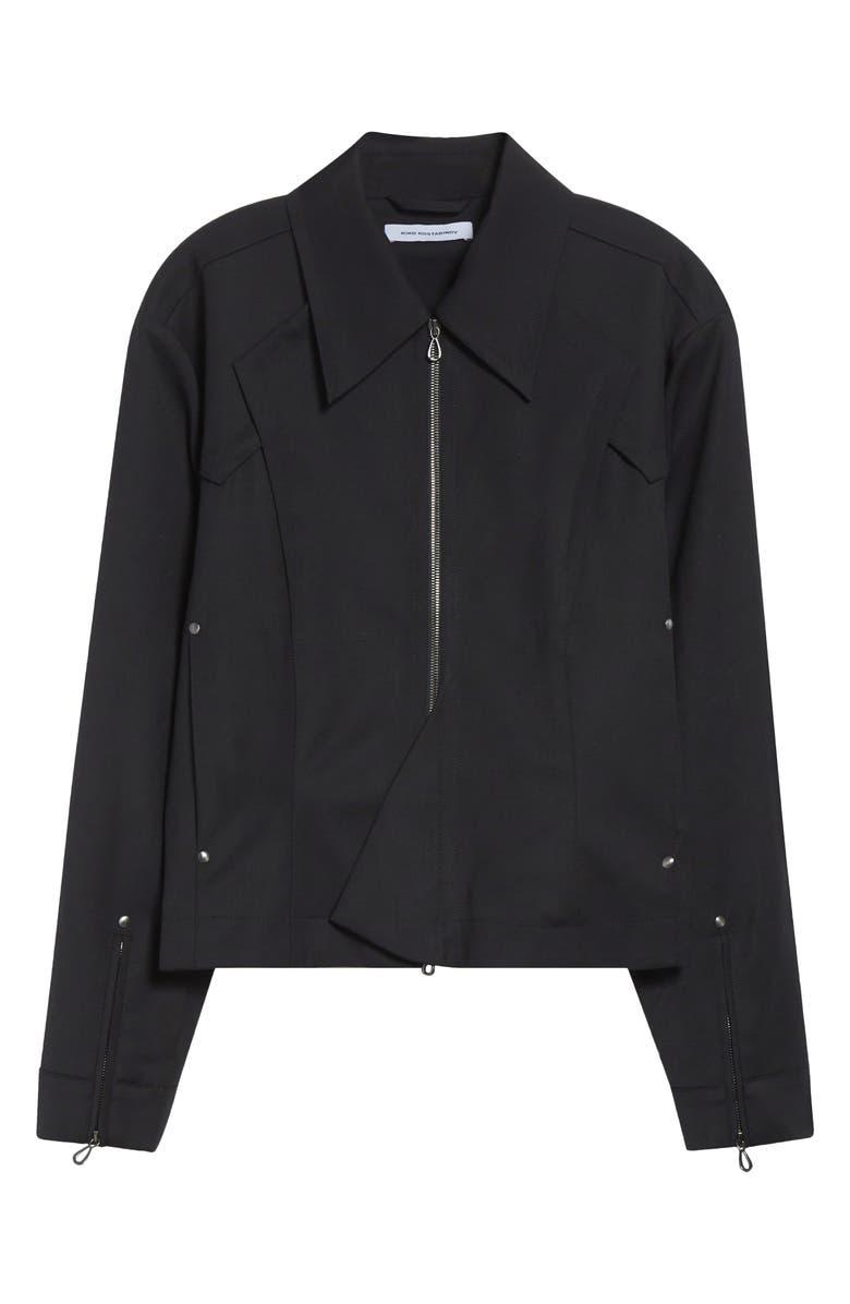 KIKO KOSTADINOV Kraner Stretch Virgin Wool Crop Blouson Jacket, Main, color, Crow Black