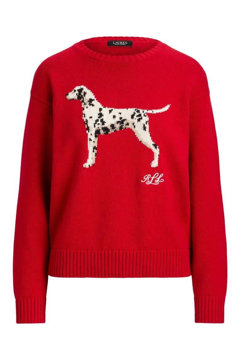 Dalmatian Combed Cotton Sweater, Alternate, color, RALPH RED
