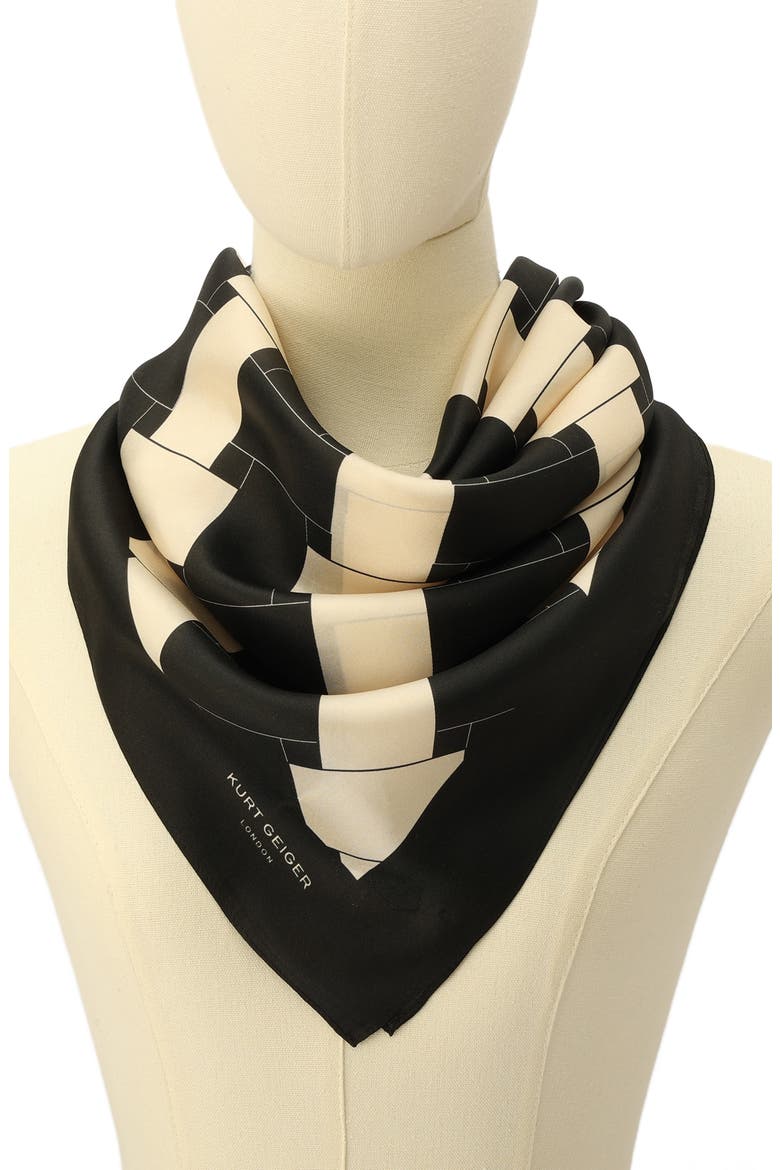 Basket Weave Large Silk Scarf, Alternate, color, BLACK