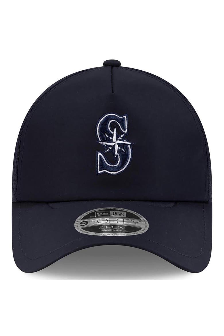 Men's New Era Navy Seattle Mariners 2026 Batting Practice Apex 9FORTY Adjustable Trucker Hat, Alternate, color, Navy