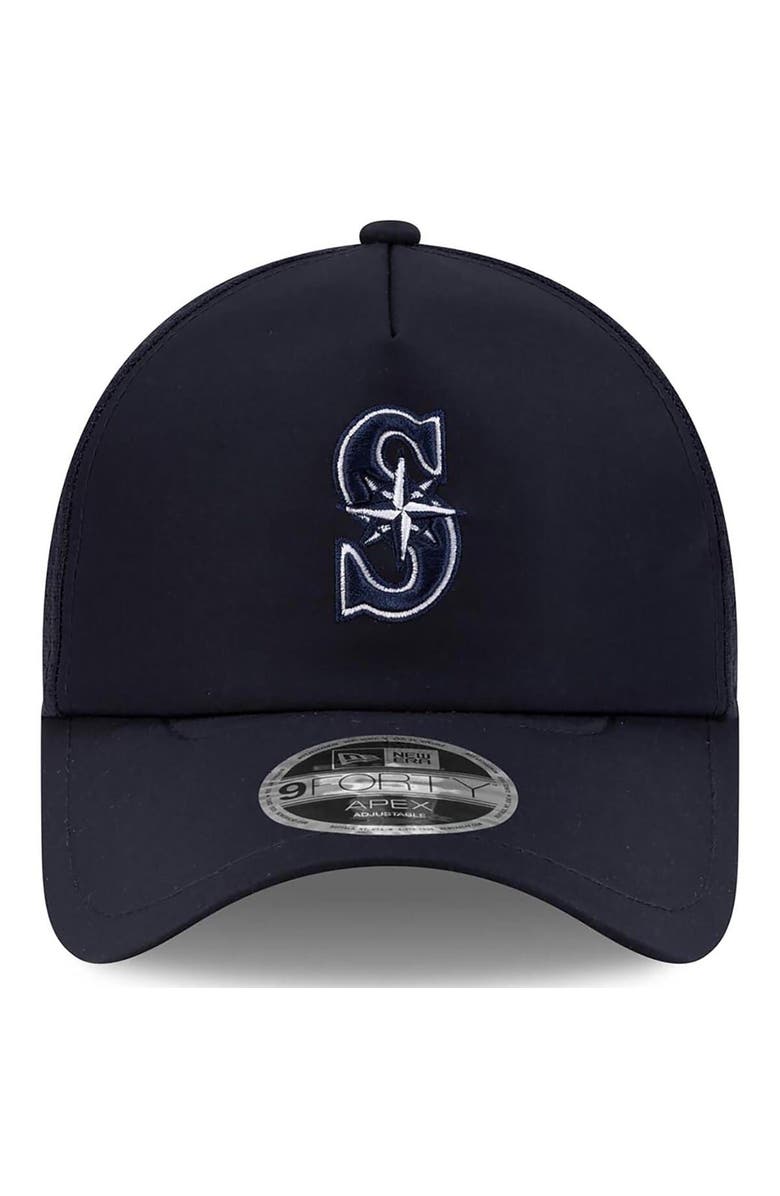 New Era Men's New Era Navy Seattle Mariners 2026 Batting Practice Apex 9FORTY Adjustable Trucker Hat, Alternate, color, Navy