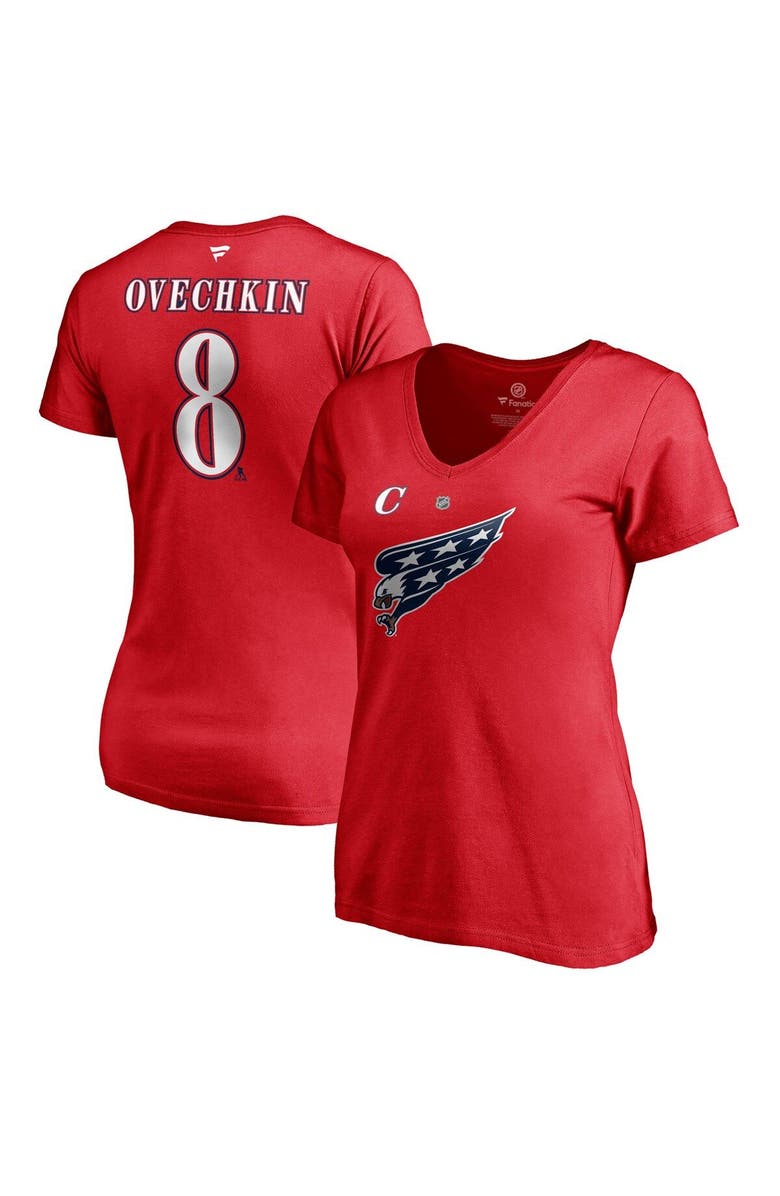 FANATICS Women's Fanatics Branded Alexander Ovechkin Red Washington Capitals 2020/21 Special Edition Authentic Stack Name & Number V-Neck T-Shirt, Main, color, 