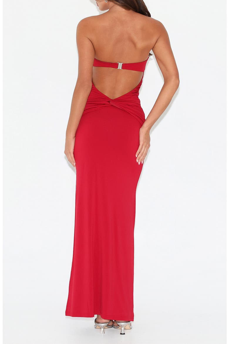 Daniela Cutout Back Strapless Maxi Dress, Alternate, color, RED