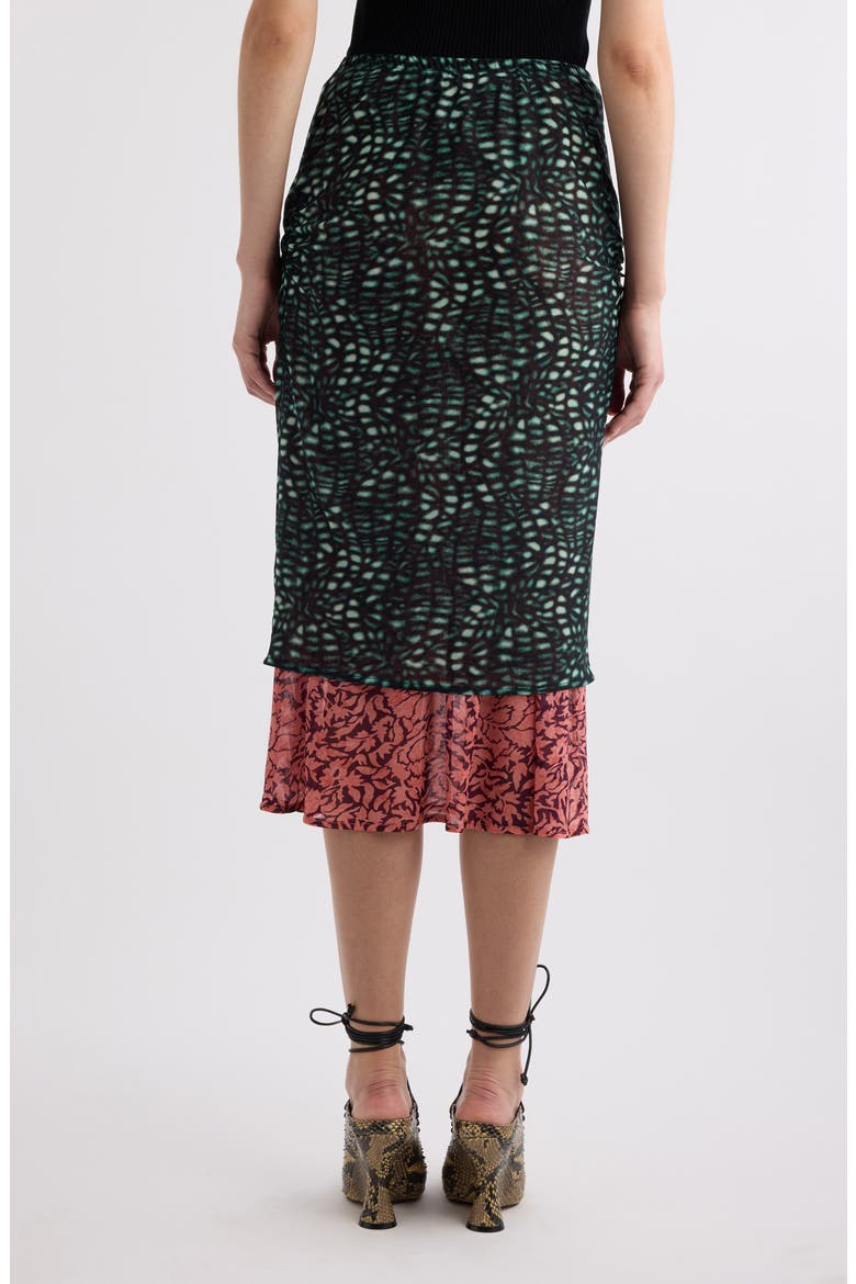 Homoa Layered Mixed Print Midi Skirt, Alternate, color, MALACHITE