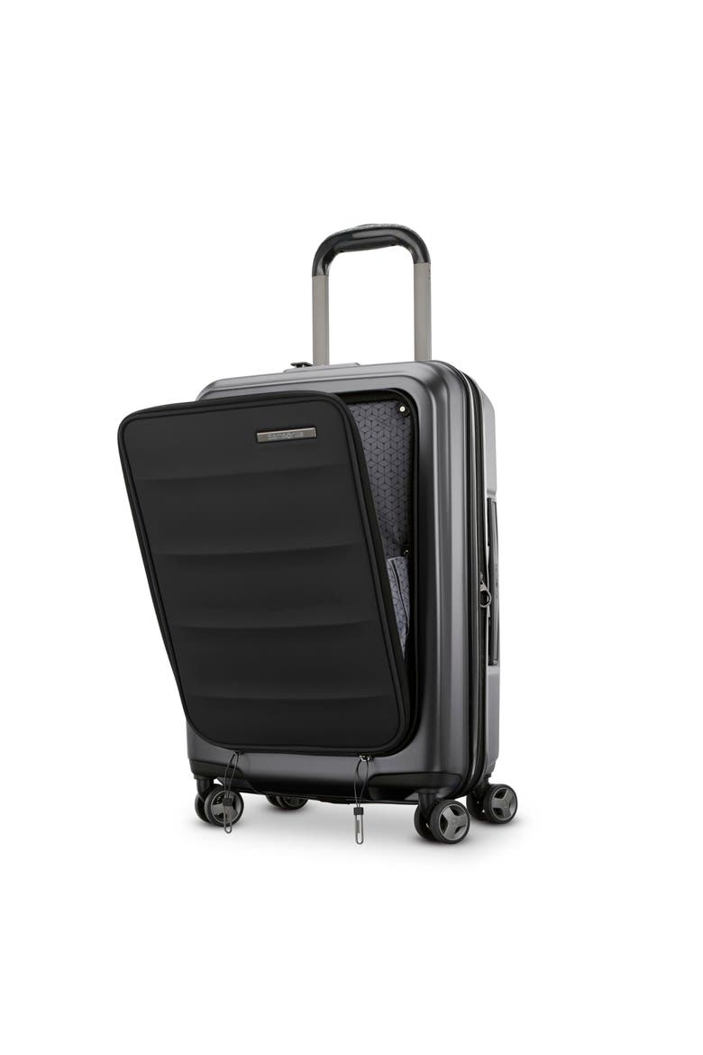 Octiv Front Pocket Pro 21 Inch Carry On Spinner, Alternate, color, Stealth Black