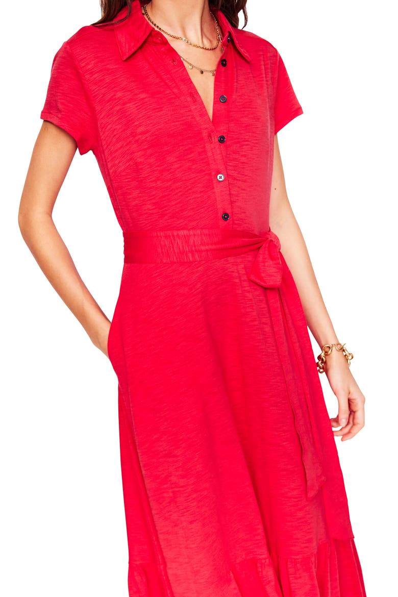 Cressida Slub Jersey Dress, Alternate, color, RED