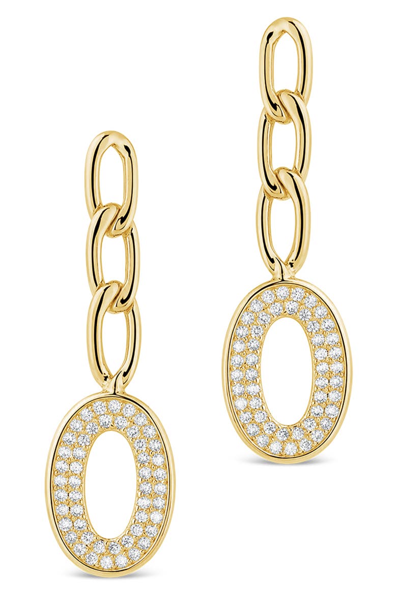 Sunburst Cubic Zirconia Chain Drop Earrings, Alternate, color, GOLD