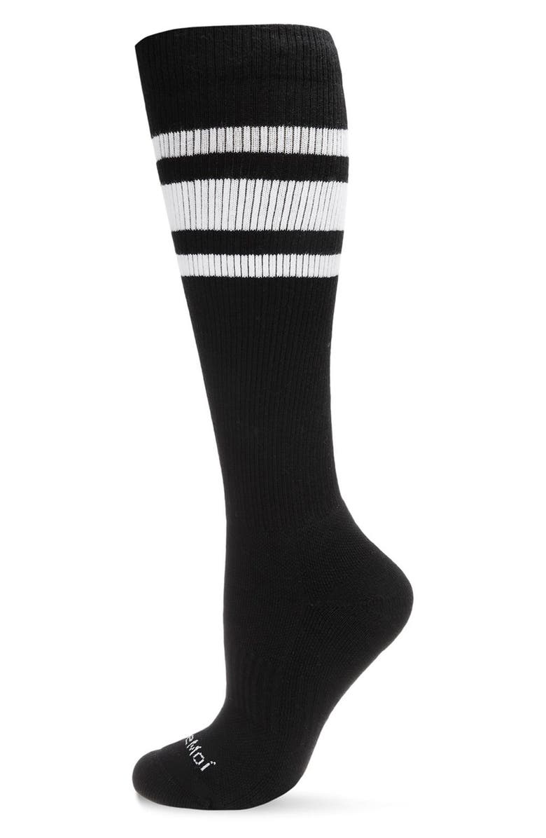 MeMoi Stripe Performance Knee High Compression Socks, Main, color, Black