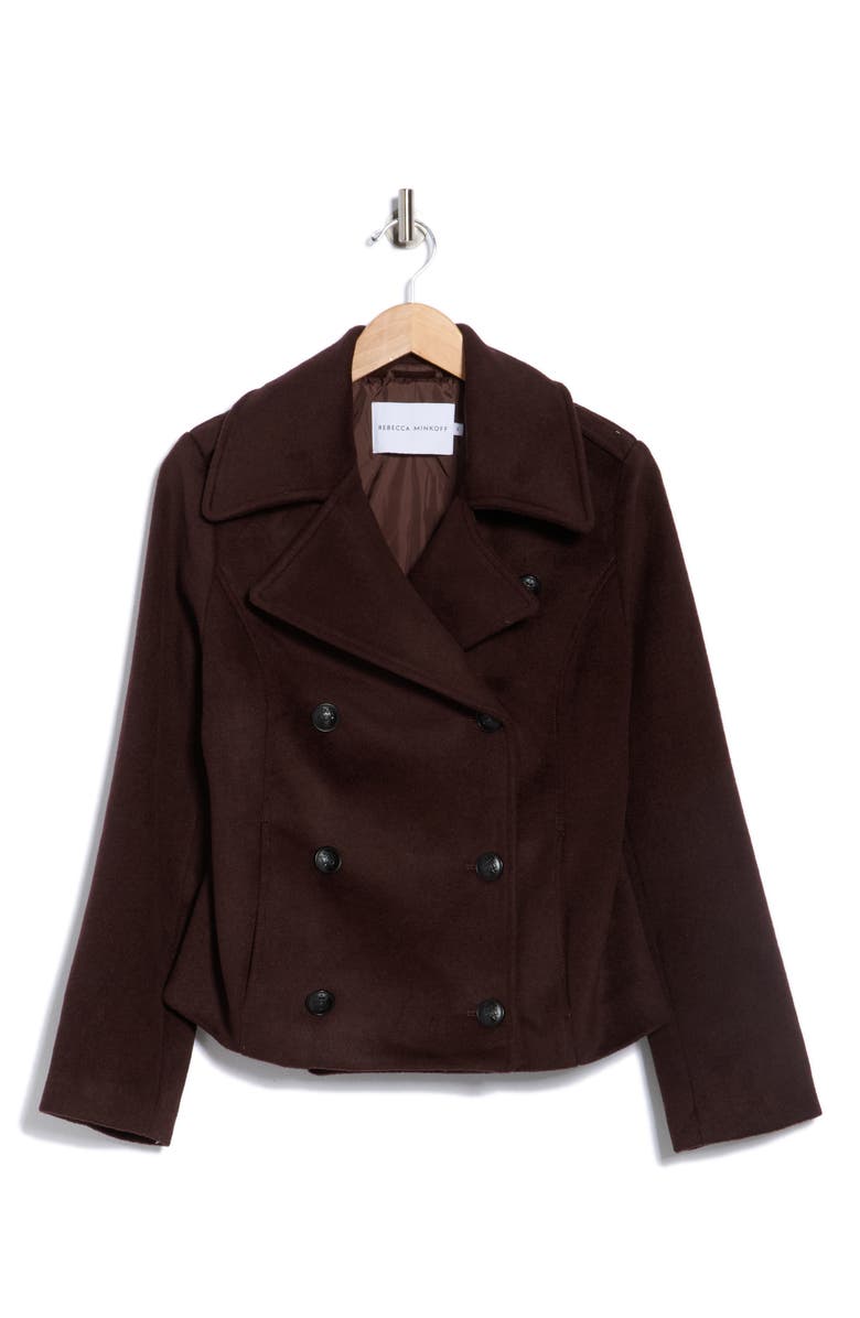 Rebecca Minkoff Double Breasted Peacoat, Alternate, color, Dark Brown