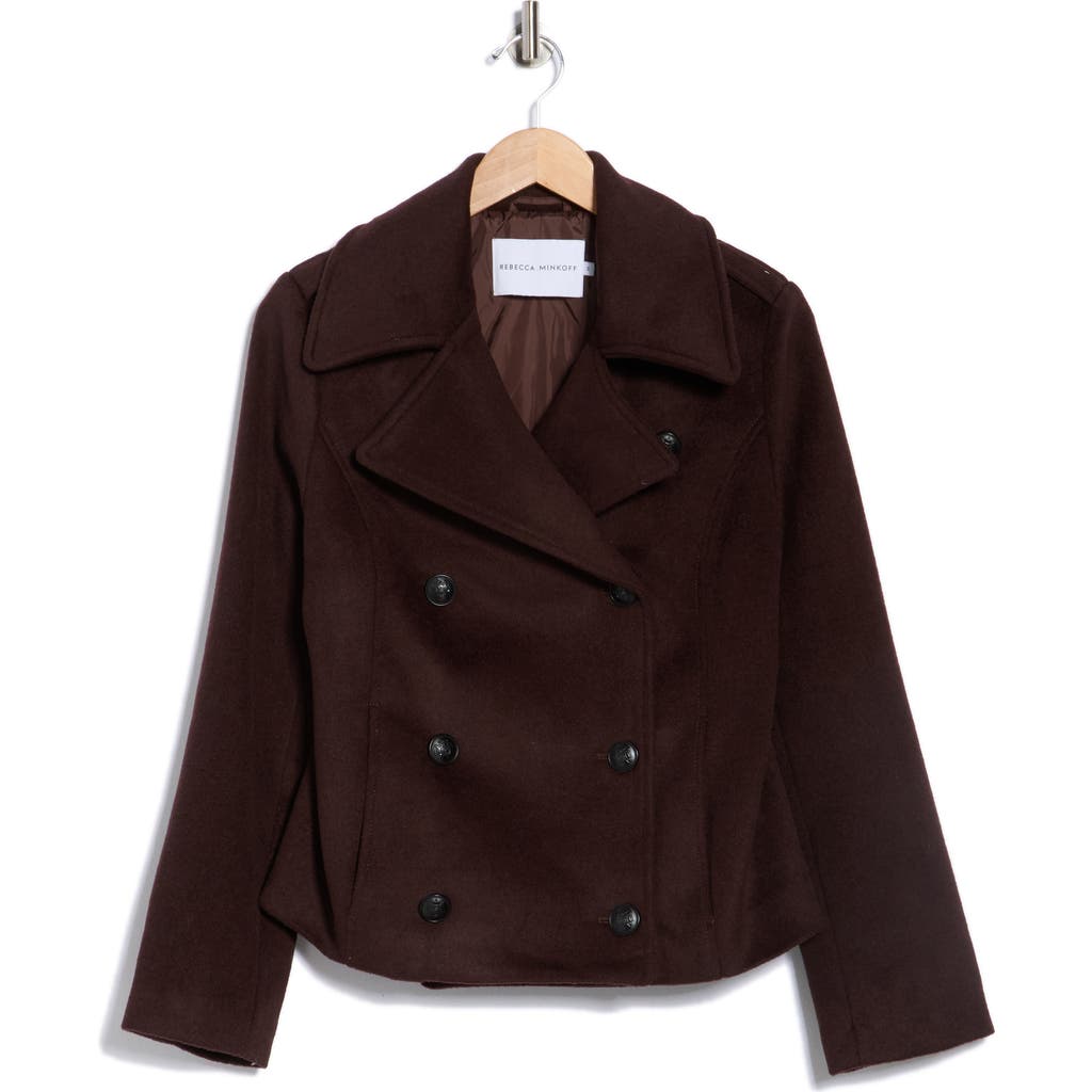 Rebecca Minkoff Double Breasted Peacoat In Brown