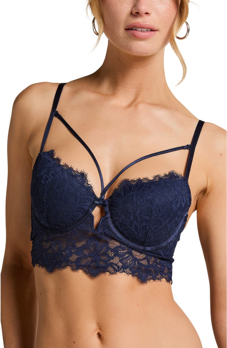 Hunkemöller Isabella Padded Underwired Longline Bra, Main, color, Blue