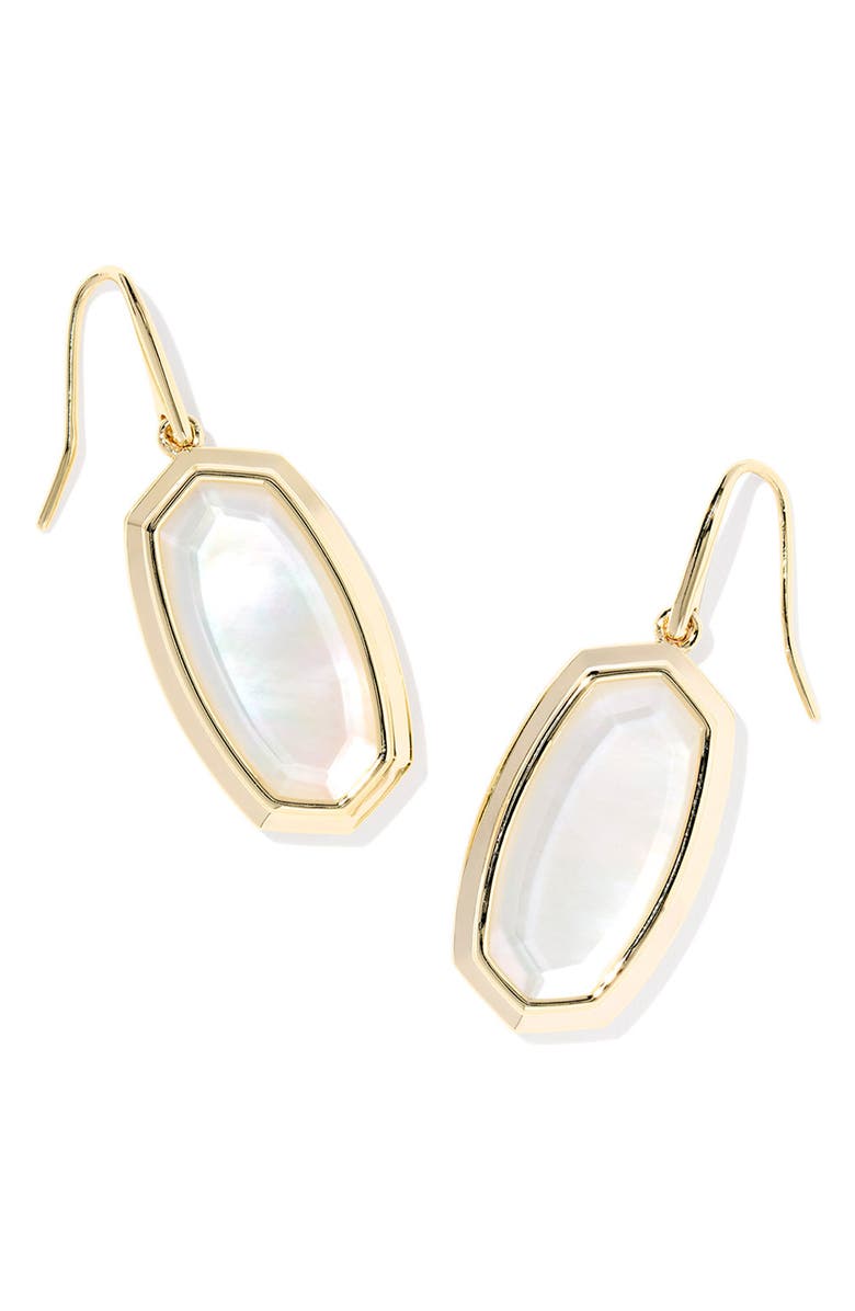 Kendra Scott Dani Bezel Drop Earrings, Main, color, Gold Ivory Mother Of Pearl