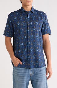 SOUL OF LONDON Linen Blend Short Sleeve Sport Shirt