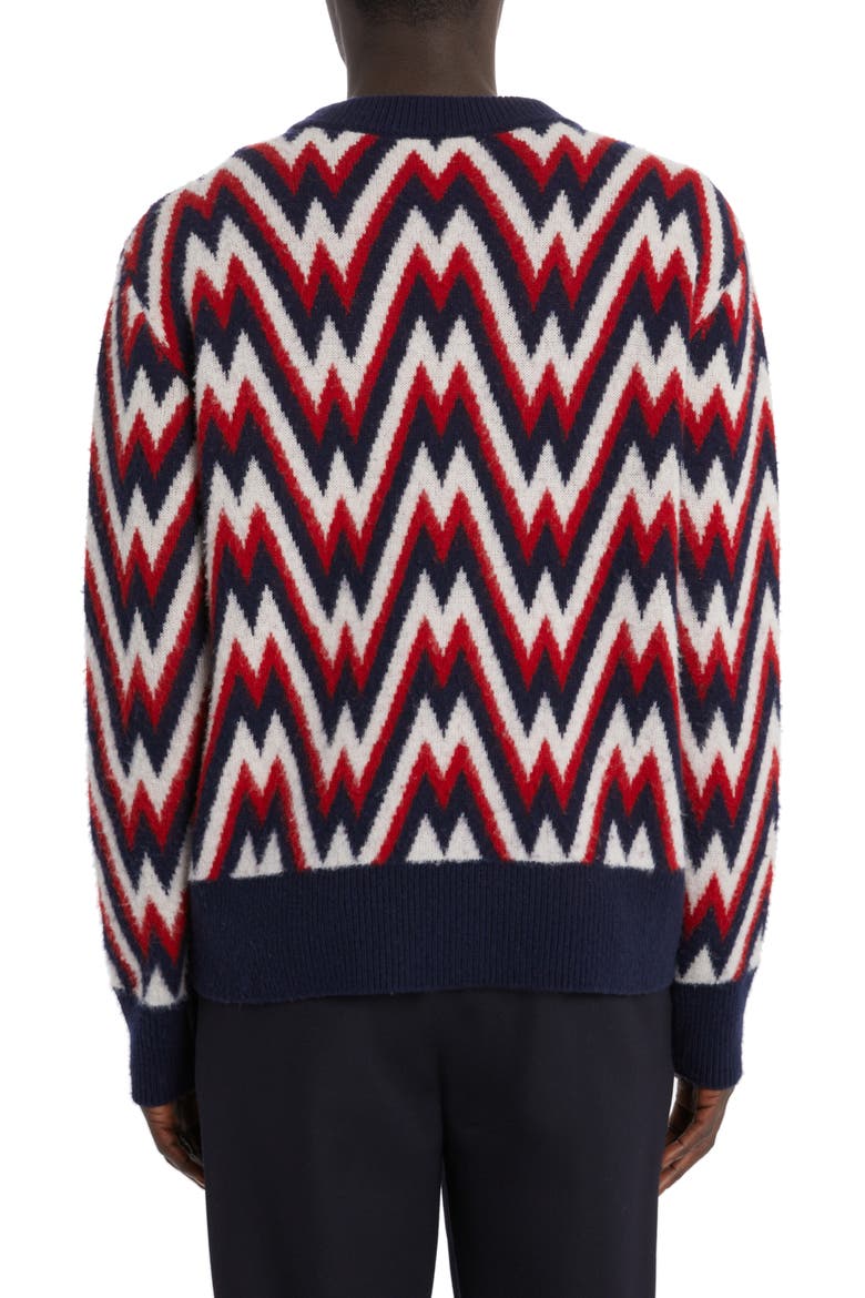 Zigzag Logo Jacquard Wool Sweater, Alternate, color, RED/ BLUE