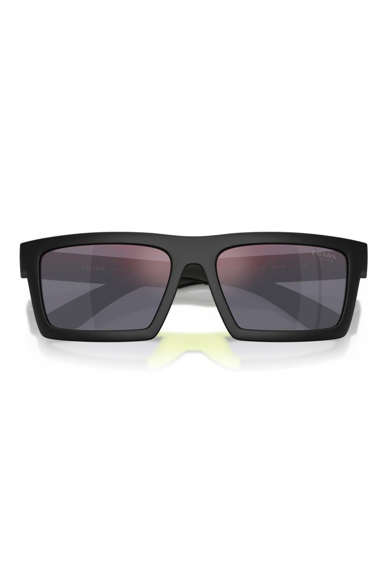 55mm Rectangular Sunglasses, Alternate, color, MATTE BLACK/ GREY MIRROR RED