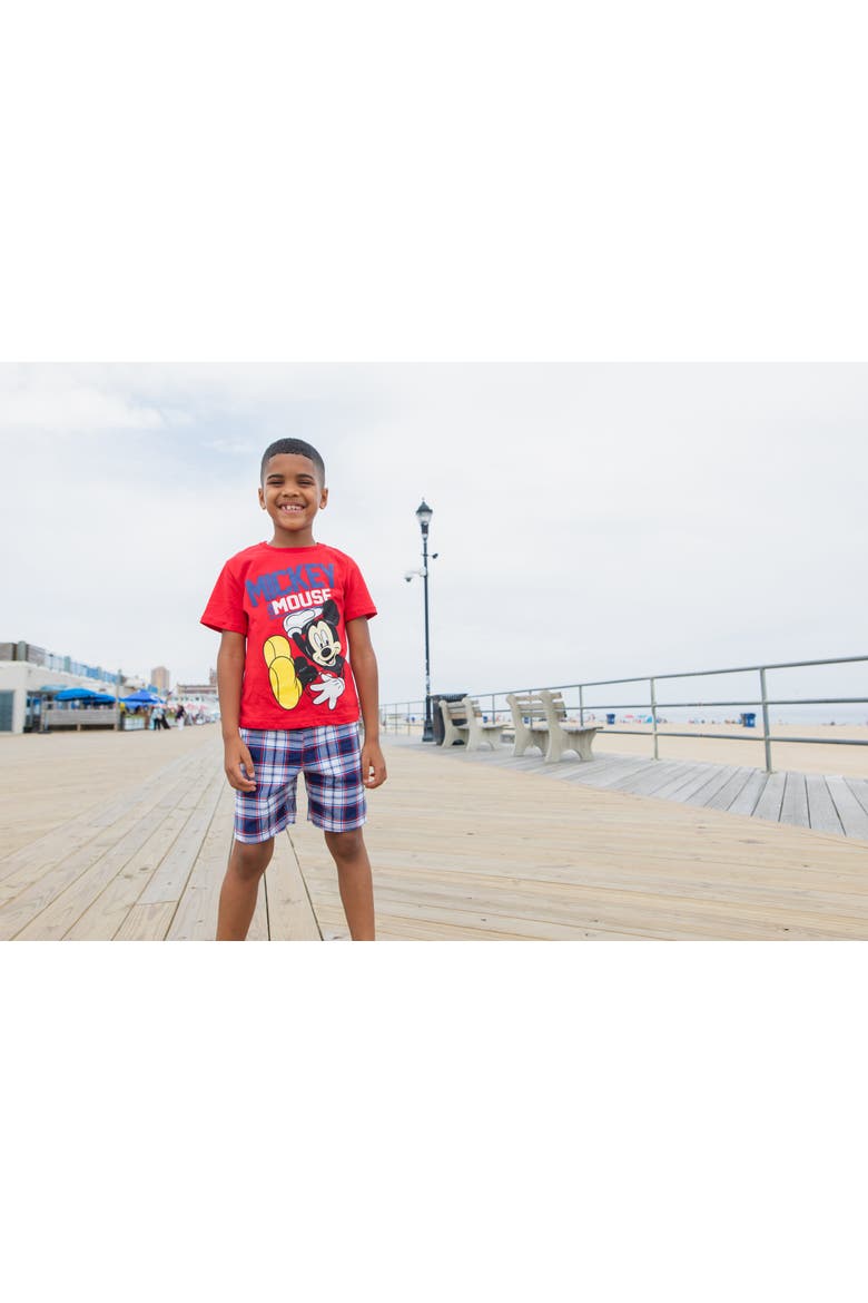 Mickey Mouse T-Shirt & Plaid Shorts Set, Alternate, color, Red