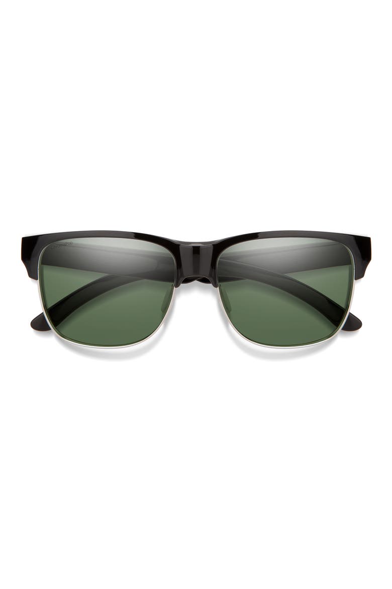 Lowdown Split 56mm ChromaPop™ Polarized Square Sunglasses, Main, color, BLACK / GRAY GREEN