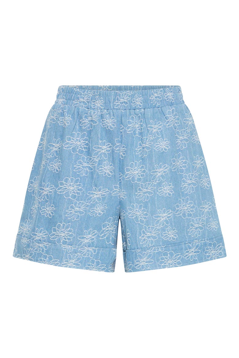 Floral Print Denim Shorts, Alternate, color, DENIM/CLOUD DANCER