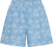 ICHI Floral Print Denim Shorts