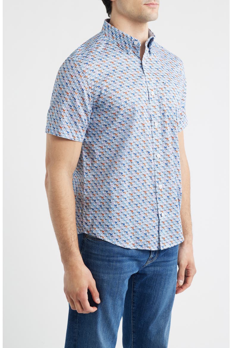 Logan Print Short Sleeve Button-Up Shirt, Alternate, color, WHITE MULTI MINI LAB