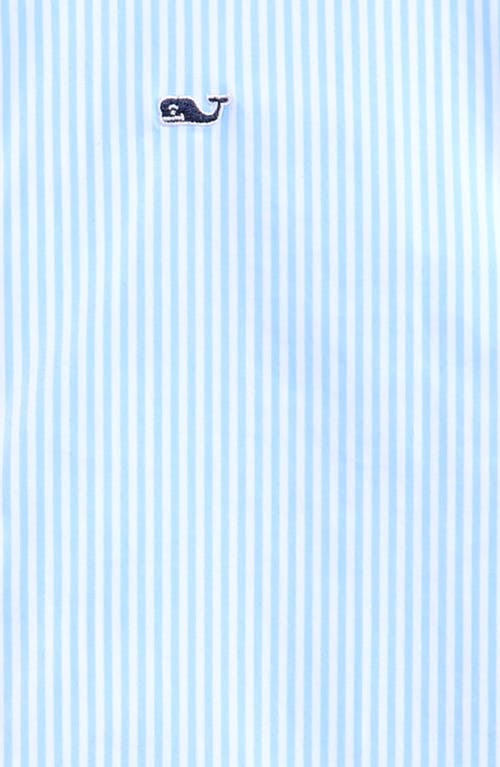Vineyard Vines Kids' Stripe Cotton Blend Performance Button-down Shirt In Ocean Breeze