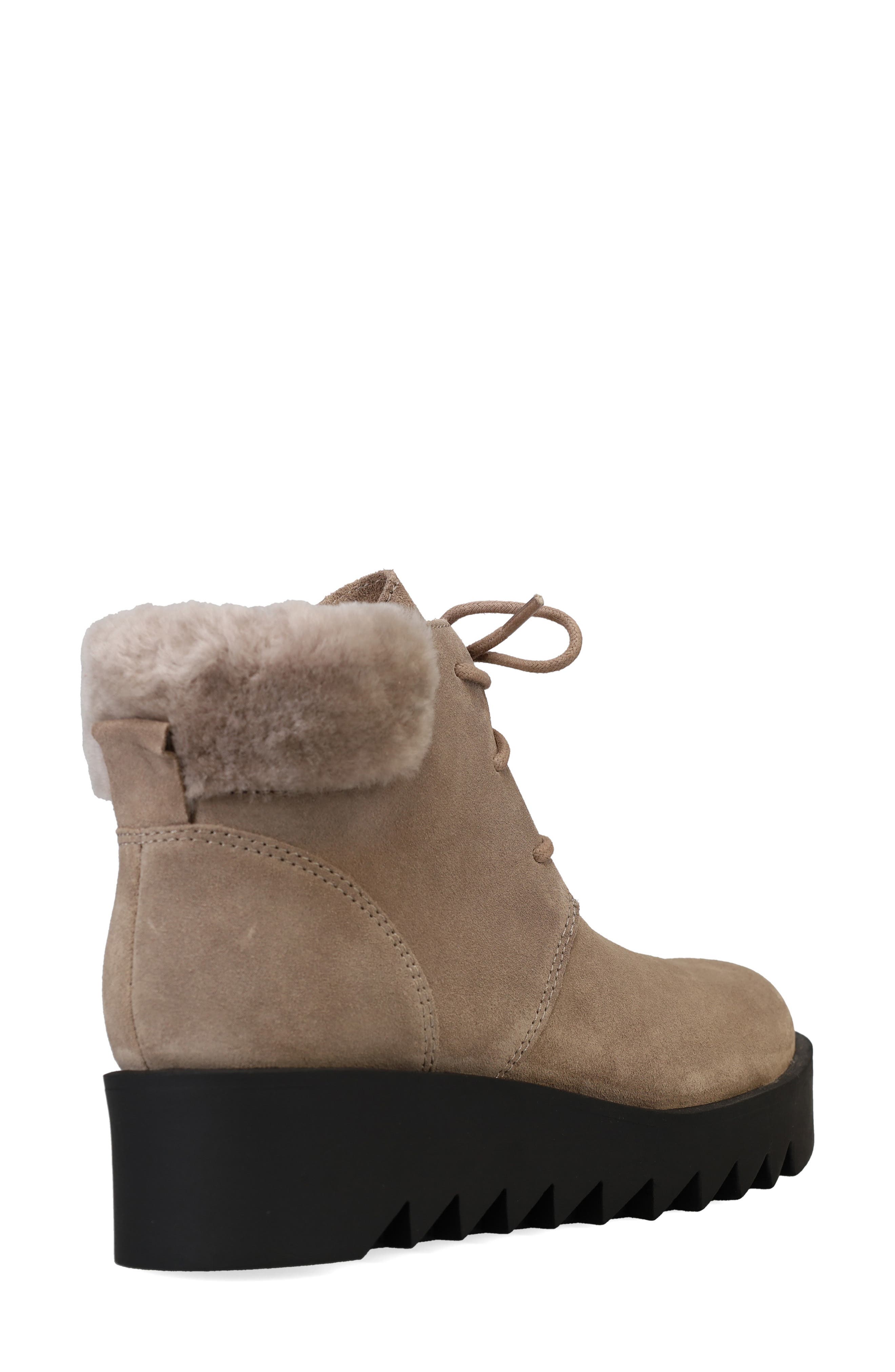 Eileen Fisher Kenille Genuine Shearling Trim Wedge Bootie, Alternate, color, Marble