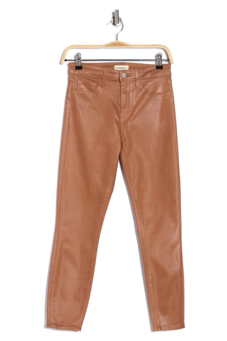 Margot Coated Crop High Waist Skinny Jeans, Alternate, color, FAWN COATED