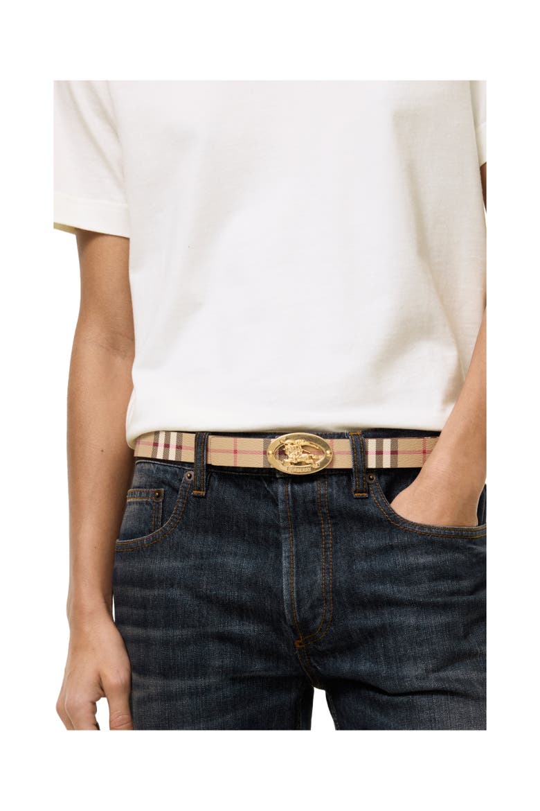 Reversible Check Oval Belt, Alternate, color, Archive beige/tobacco