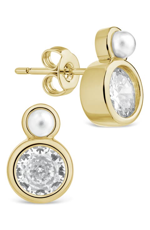 Helga Cultured Pearl & Crystal Stud Earrings