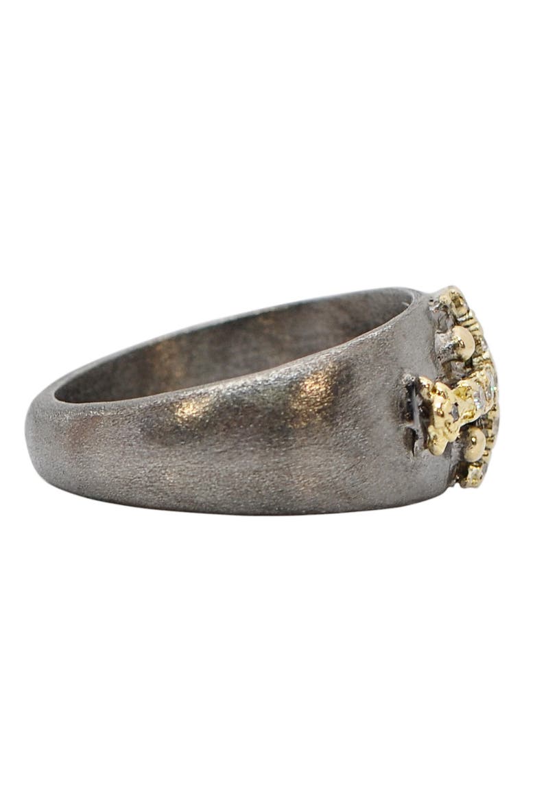 Old World Diamond Cross Ring, Alternate, color, SILVER/ YELLOW GOLD