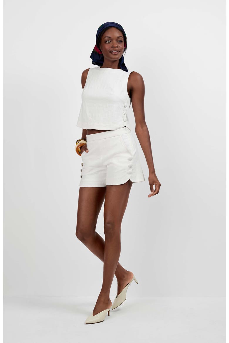 Siara Button Side Top, Alternate, color, Whitewash