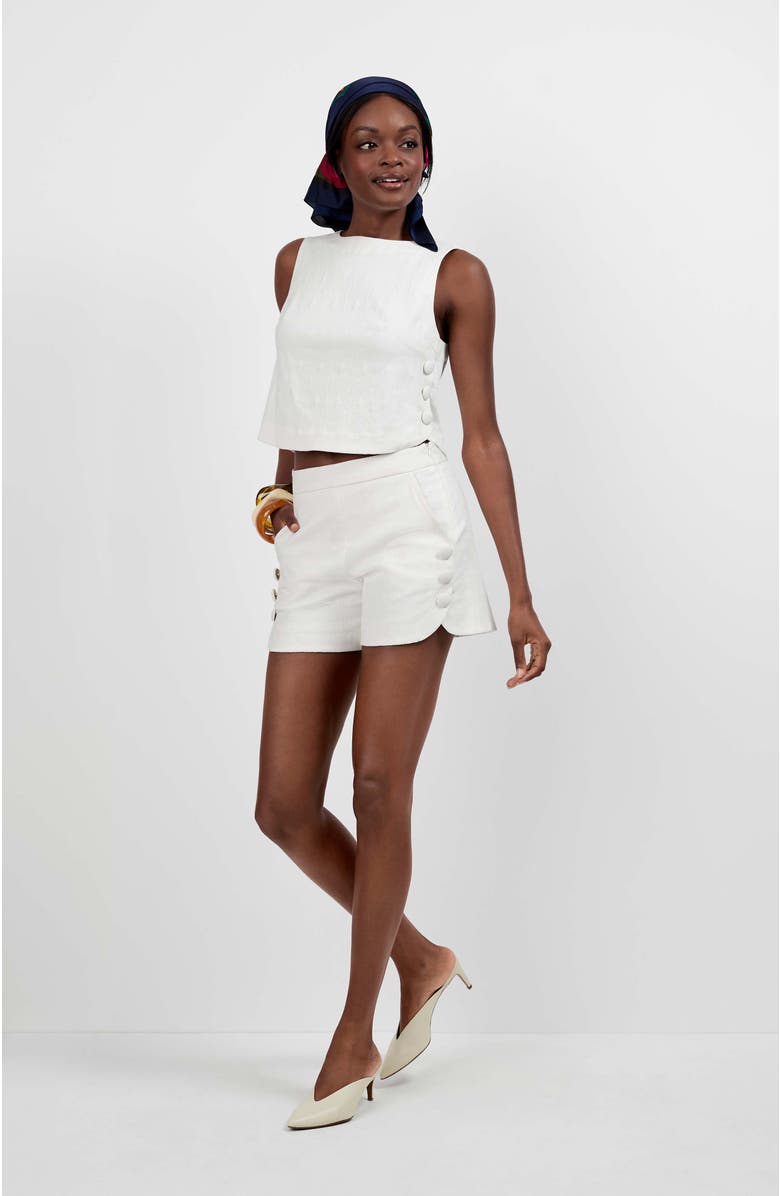 Trina Turk Siara Button Side Top, Alternate, color, Whitewash