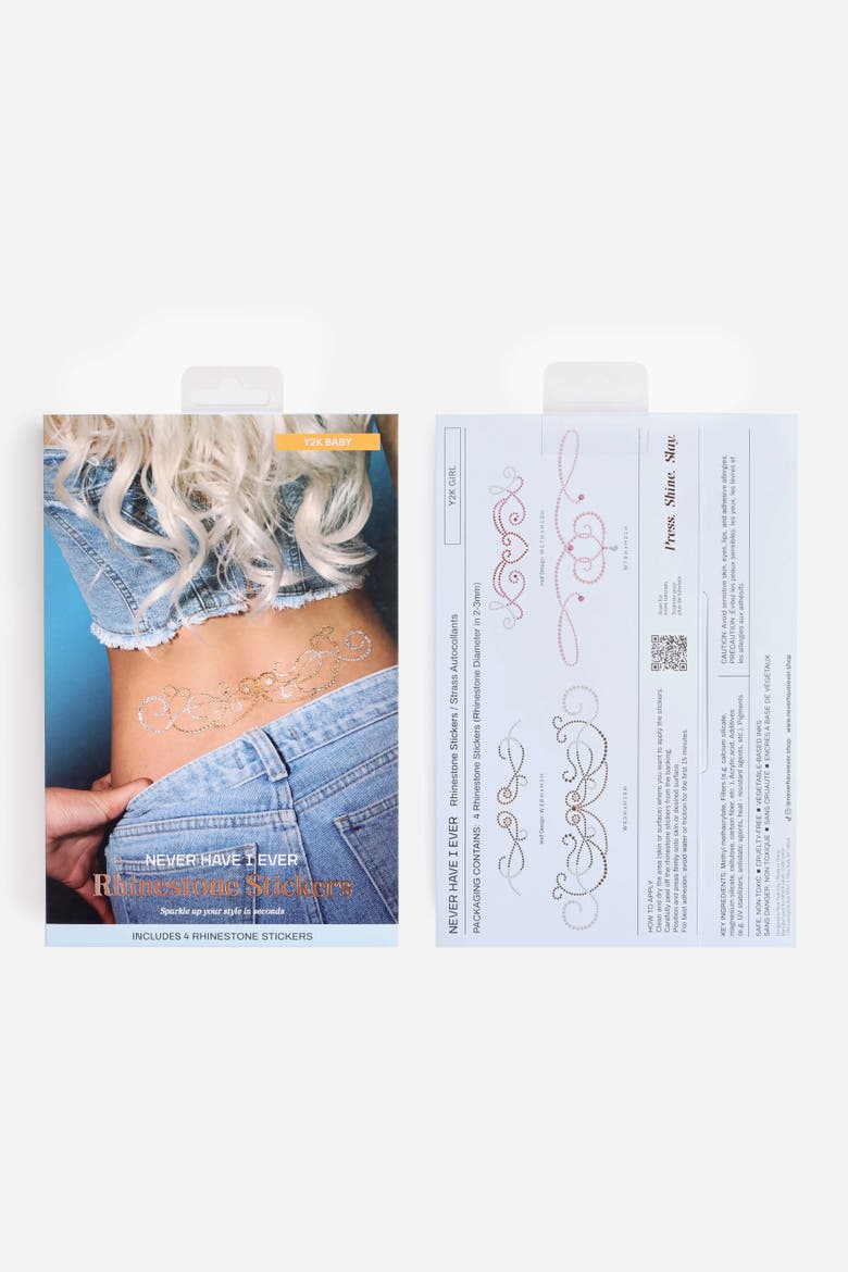 Y2k Baby Rhinestone Tattoo Set, Main, color, White