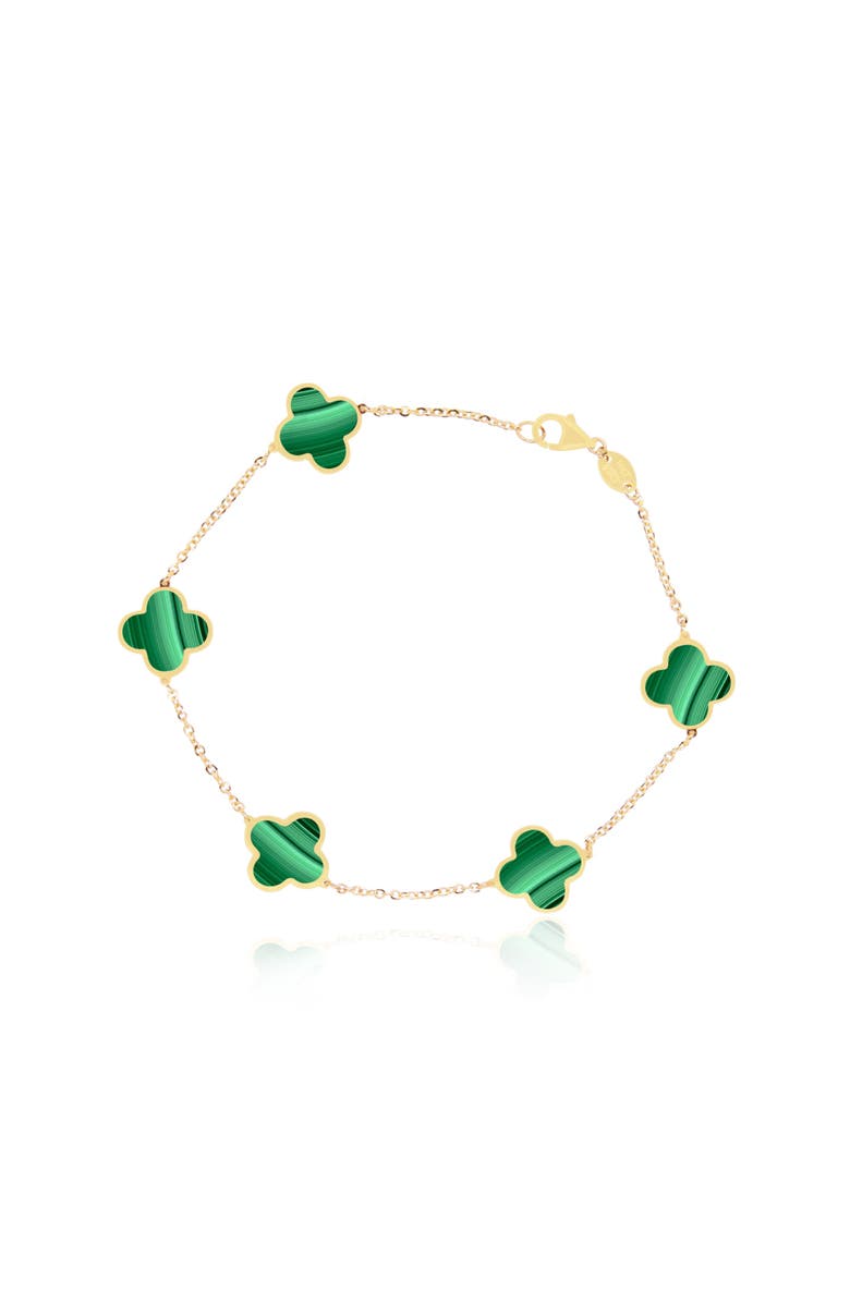 The Lovery Fine Jewelry Small Malachite Clover Bracelet, Main, color, Malachite