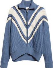 Golden Goose Journey Odilia Chevron Stripe Virgin Wool Zip Cardigan