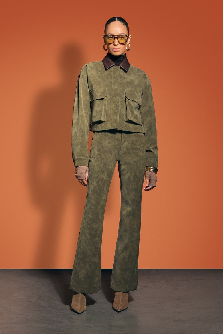 Faux Suede Chore Jacket, Alternate, color, ARMY GREEN
