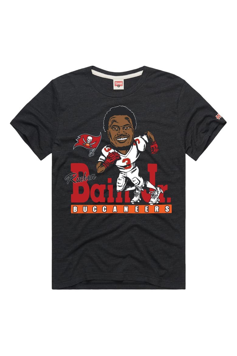 Unisex Homage Rueben Bain Jr. Charcoal Tampa Bay Buccaneers Caricature Player Graphic Tri-Blend T-Shirt, Main, color, Charcoal