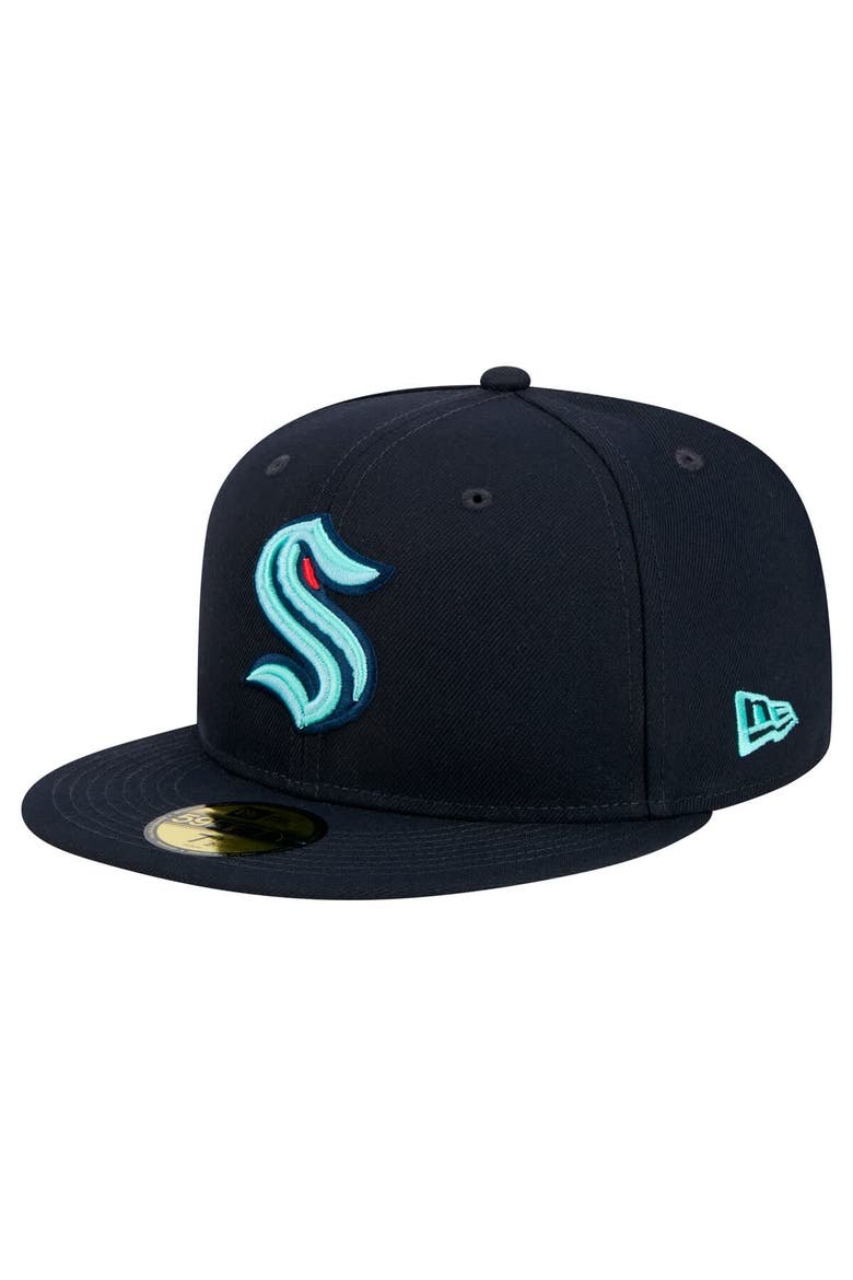 Men's New Era Deep Sea Blue Seattle Kraken Core 59FIFTY Fitted Hat, Alternate, color, Navy