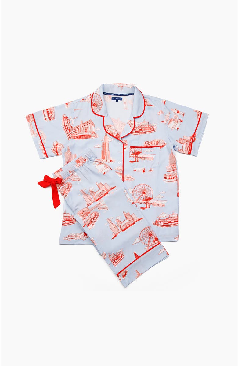 Katie Kime Chicago Toile Pants Set, Alternate, color, Light Blue