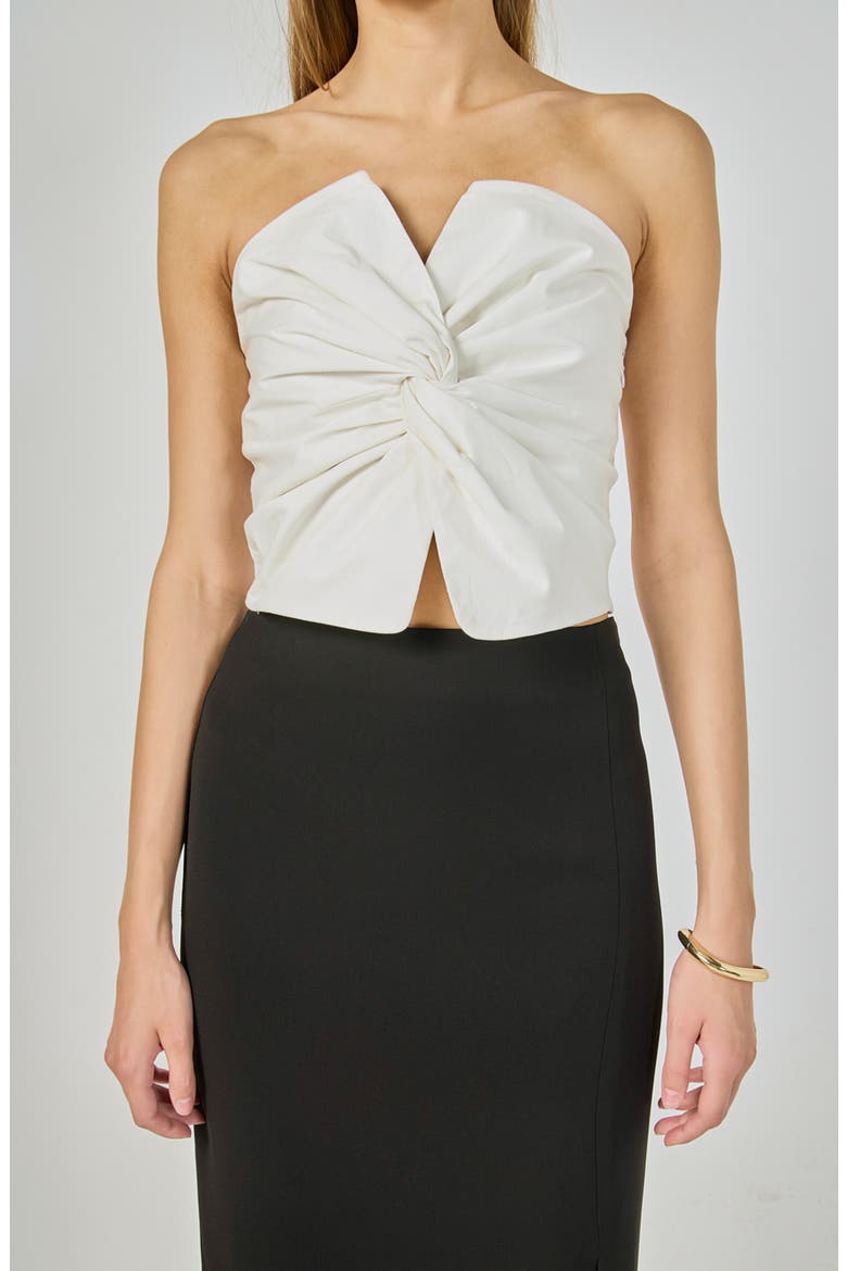 Twist Knot Cropped Tube Top, Main, color, WHITE