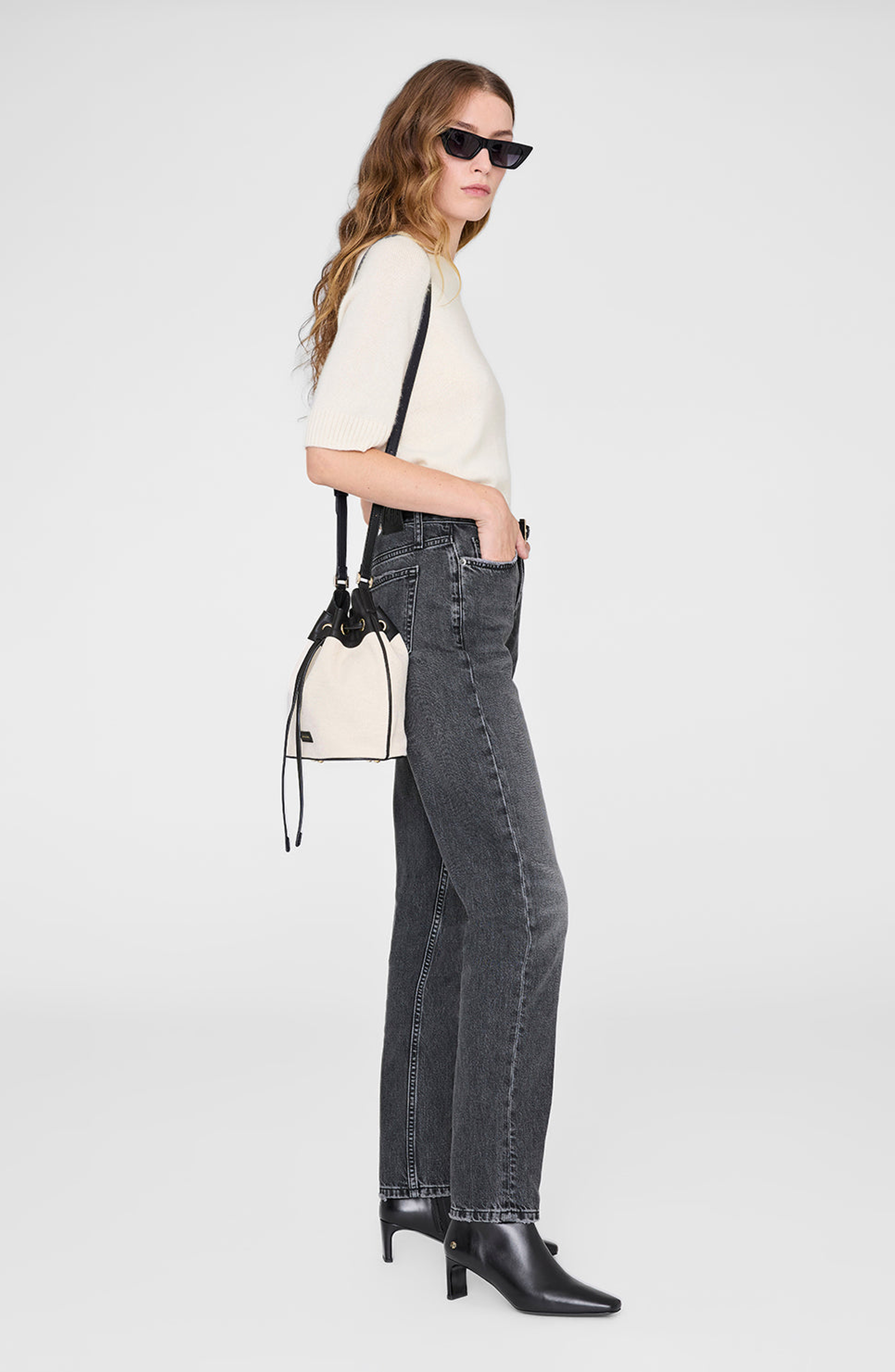 ANINE BING Alana Bucket Bag, Alternate, color, Natural